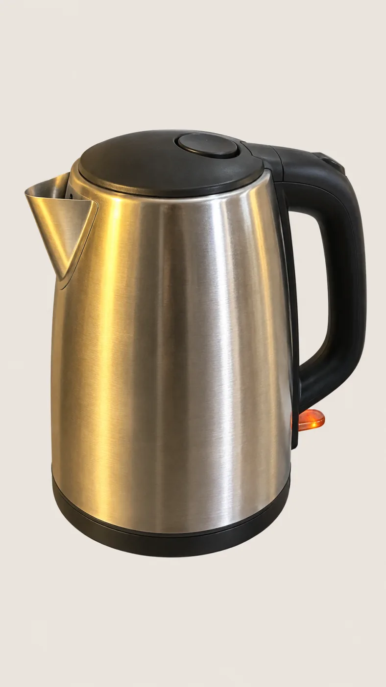 Electric kettle retouched onto a clean white background by GPT Image 2.5, variation 2