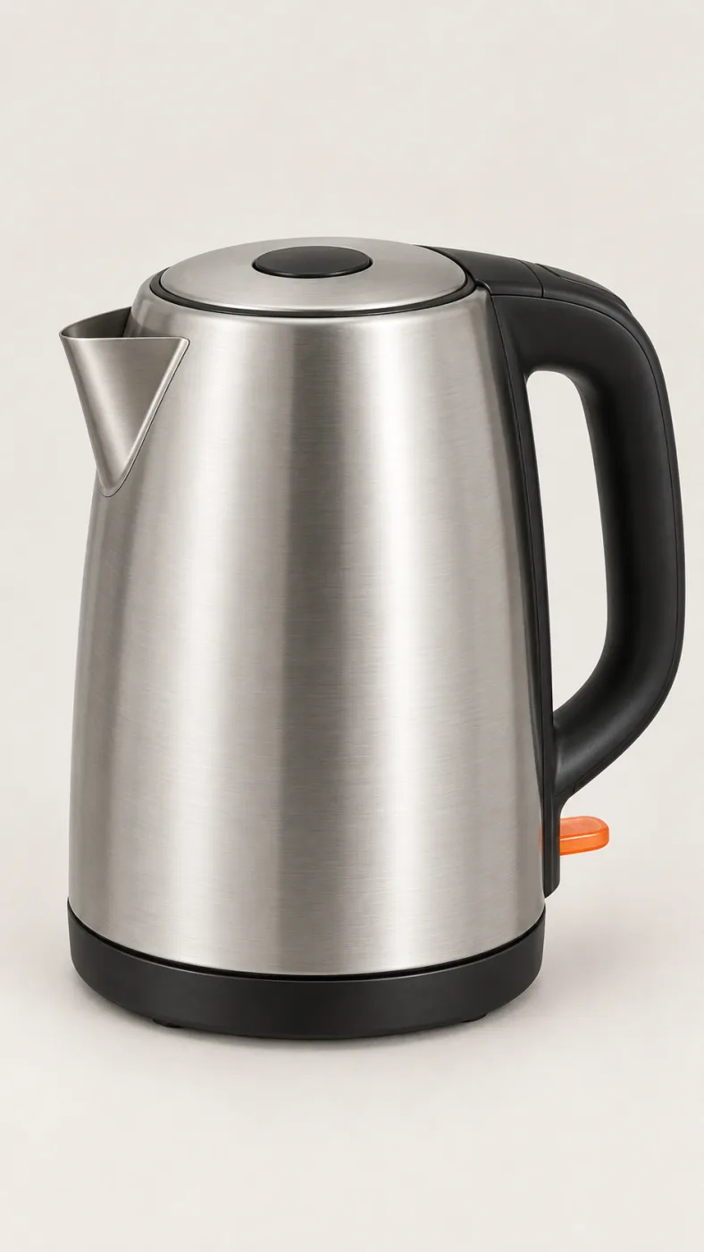 Electric kettle retouched onto a clean white background by GPT Image 2.5, variation 3