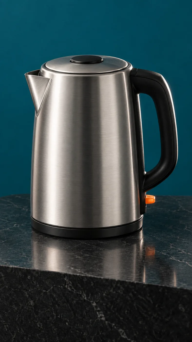 Electric kettle retouched onto a clean white background by GPT Image 2.5, variation 4