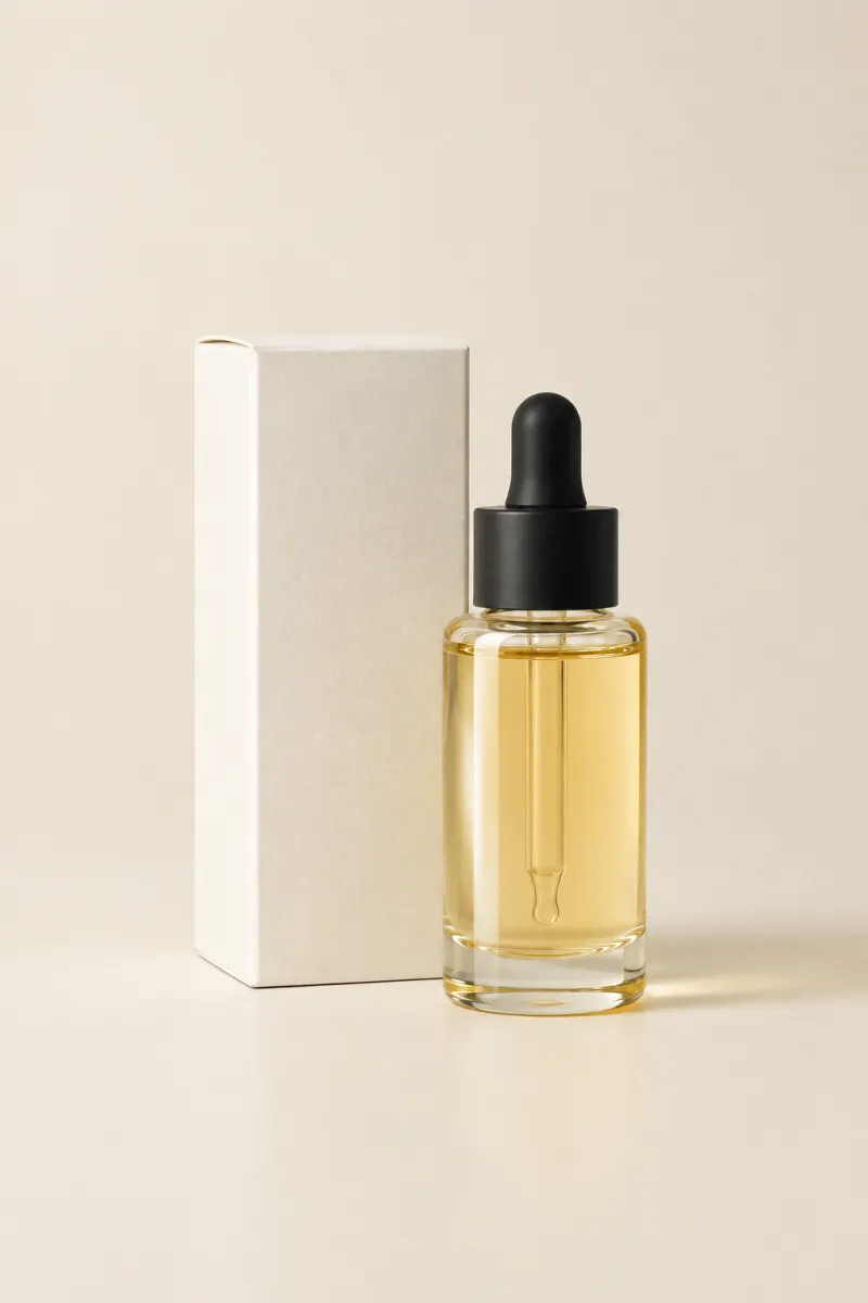 Skincare carton and bottle rendered on a seamless studio backdrop by GPT Image 2.5 Sunburst