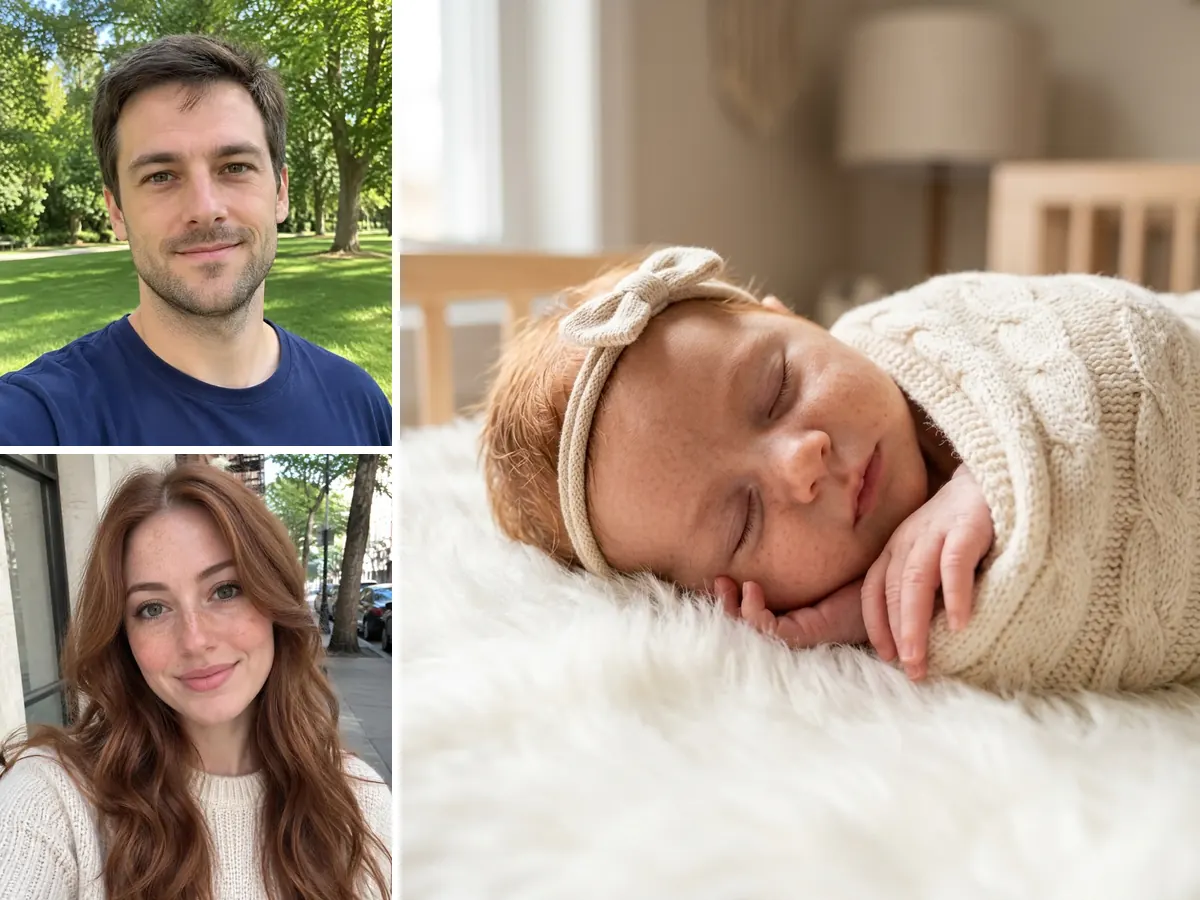 Newborn Girl From Brown and Red Hair
