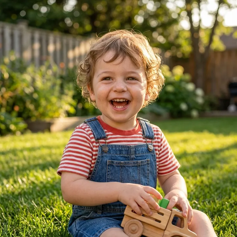 A playful toddler boy of about 2 years old.
