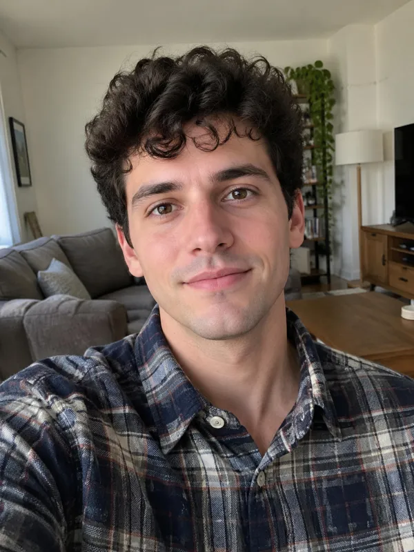 Front view photo of a fictional man before using the filter