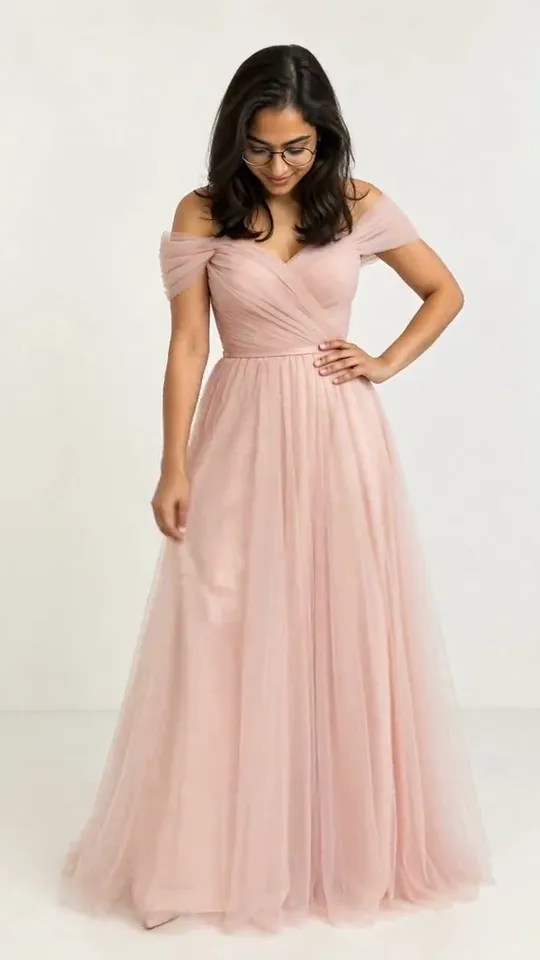 A prom or evening gown from your clothing photo, shown full length to the floor.