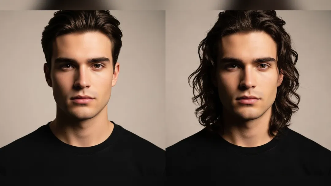 Men's haircut before and after, example 1