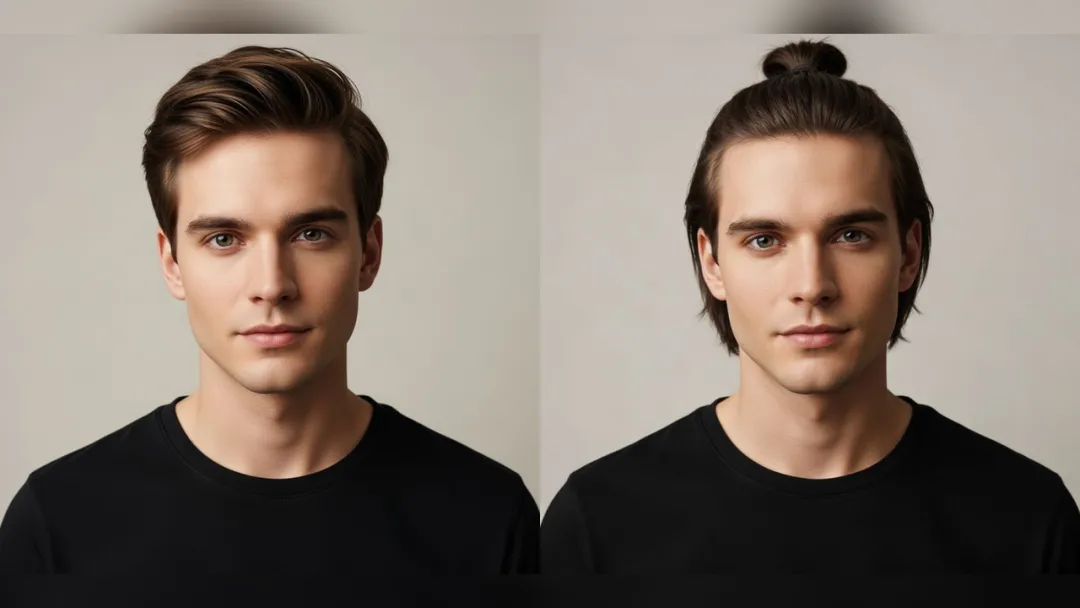 Men's haircut before and after, example 2