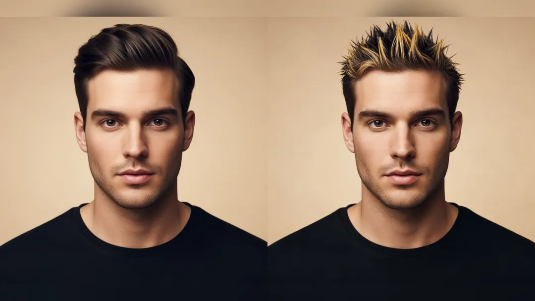 Men's haircut before and after, example 3