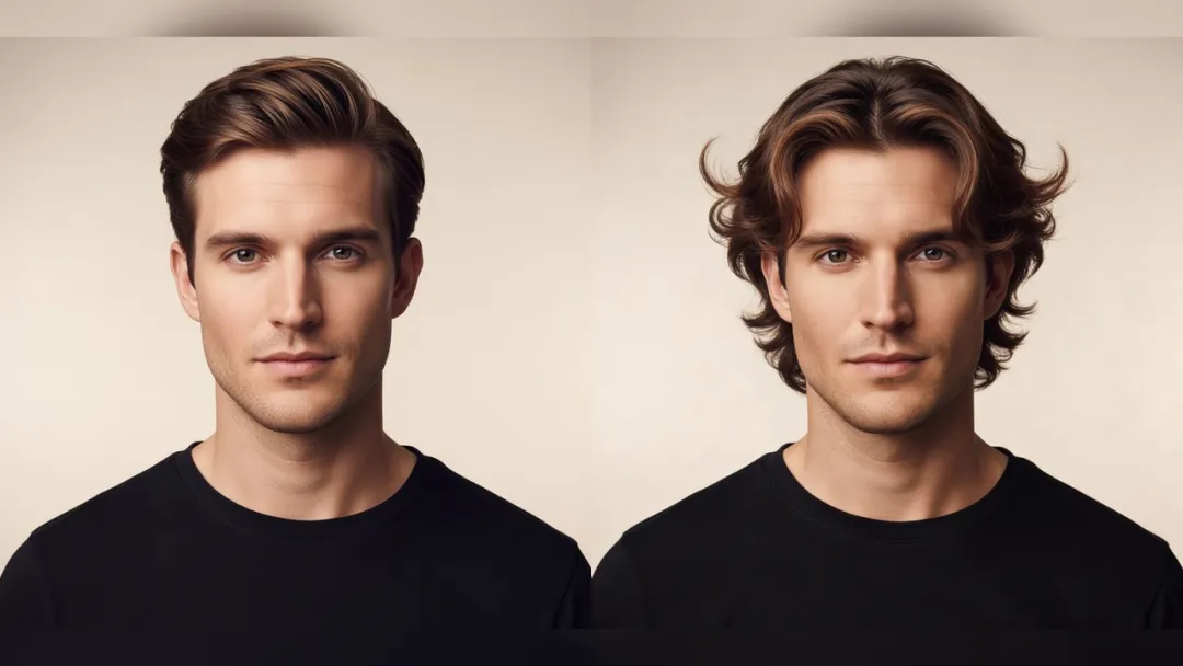 Men's haircut before and after, example 4