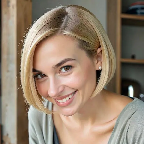 Chin-length A-line bob with a soft side part