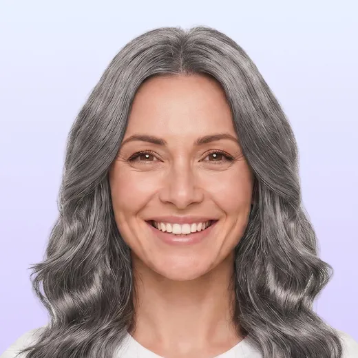 Natural silver gray color, same haircut