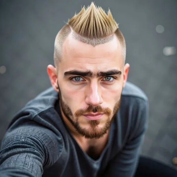 Close-cut sides with a strip of longer hair standing up