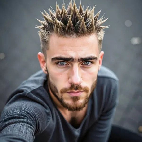 Short hair styled up into small, defined spikes