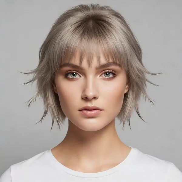 Full shaggy crown with choppy layers and wispy ends